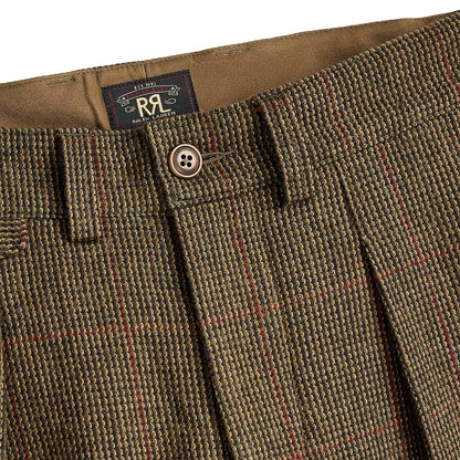 RRL by Ralph Lauren Womens Windowpane Tweed Trousers Green/Brown/Multi