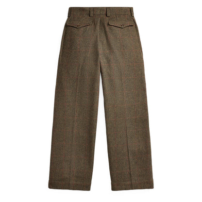 RRL by Ralph Lauren Womens Windowpane Tweed Trousers Green/Brown/Multi