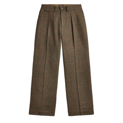 RRL by Ralph Lauren Womens Windowpane Tweed Trousers Green/Brown/Multi