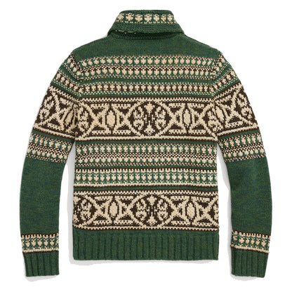 RRL by Ralph Lauren Wool Full-Zip Cardigan Green Multi - The Sporting Lodge
