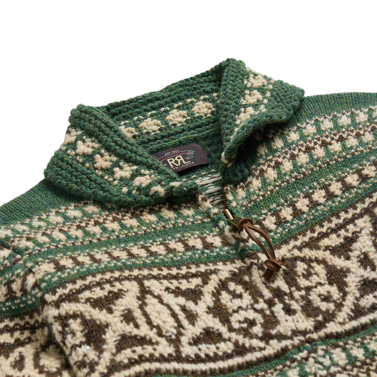 RRL by Ralph Lauren Wool Full-Zip Cardigan Green Multi - The Sporting Lodge