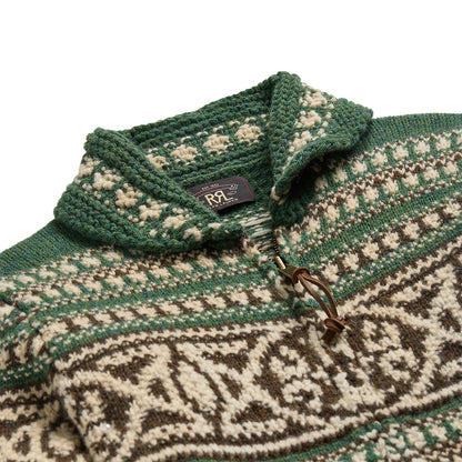 RRL by Ralph Lauren Wool Full-Zip Cardigan Green Multi - The Sporting Lodge