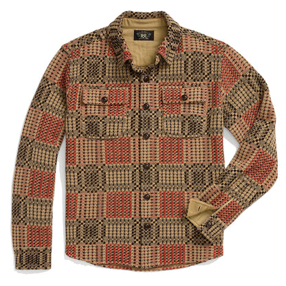 RRL by Ralph Lauren Wool Jacquard Overshirt Jumper Red/Black/Tan - The Sporting Lodge