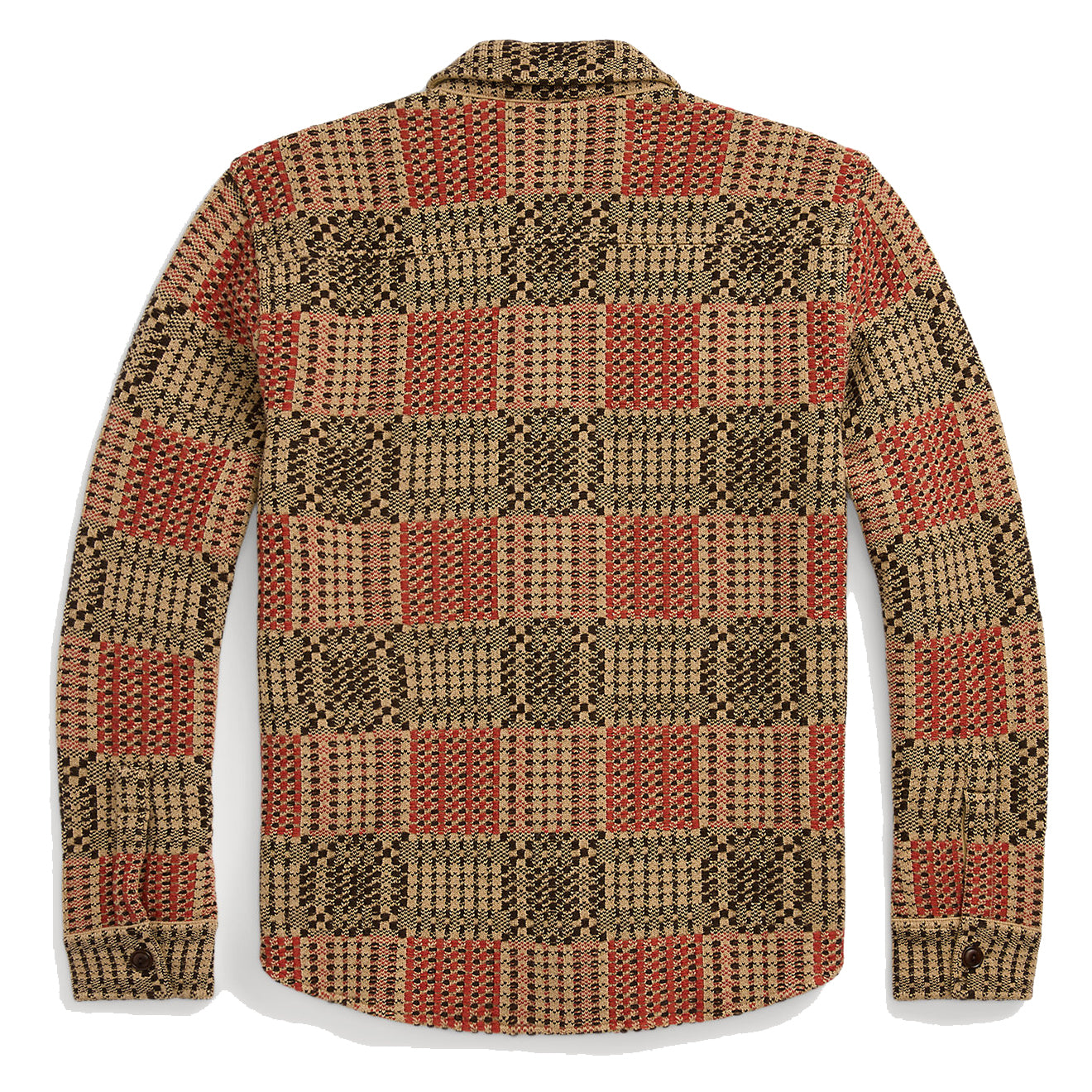 RRL by Ralph Lauren Wool Jacquard Overshirt Jumper Red/Black/Tan - The Sporting Lodge