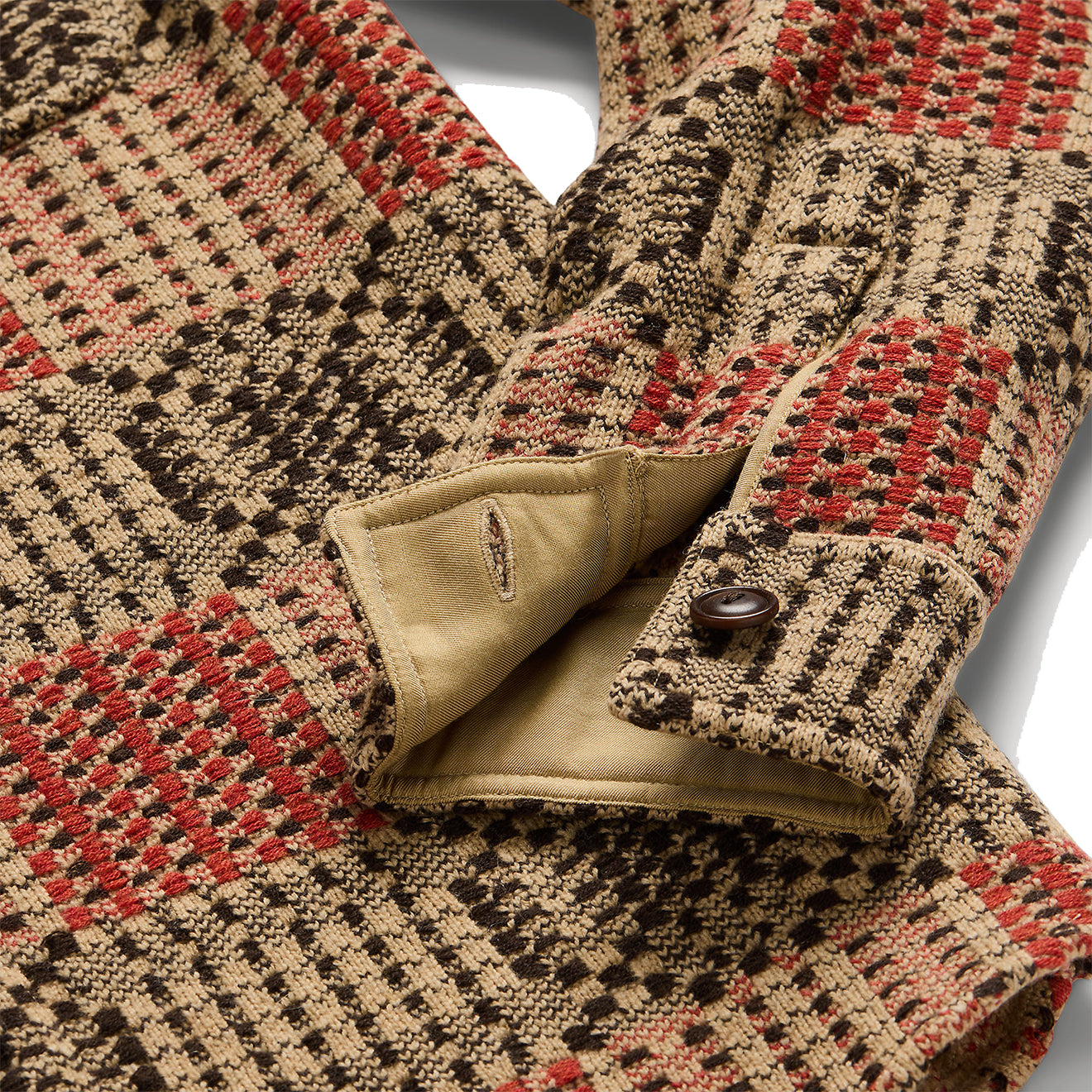 RRL by Ralph Lauren Wool Jacquard Overshirt Jumper Red/Black/Tan - The Sporting Lodge