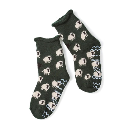 RoToTo Pile Room Socks Sheep Dark Green