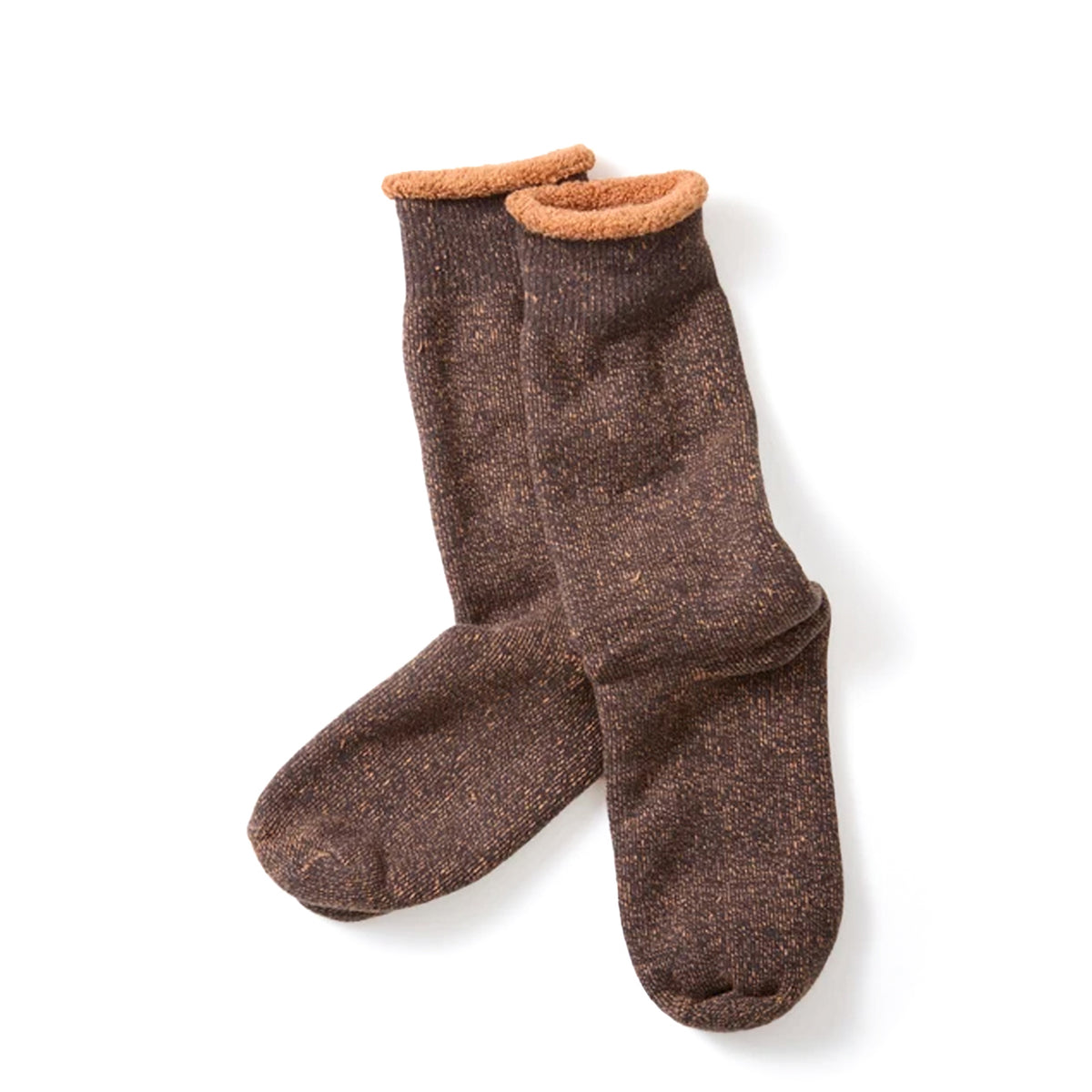 RoToTo Reversible Pile Socks Faded Black / Light Orange