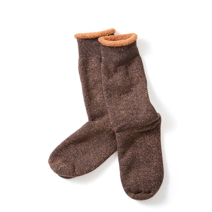 RoToTo Reversible Pile Socks Faded Black / Light Orange