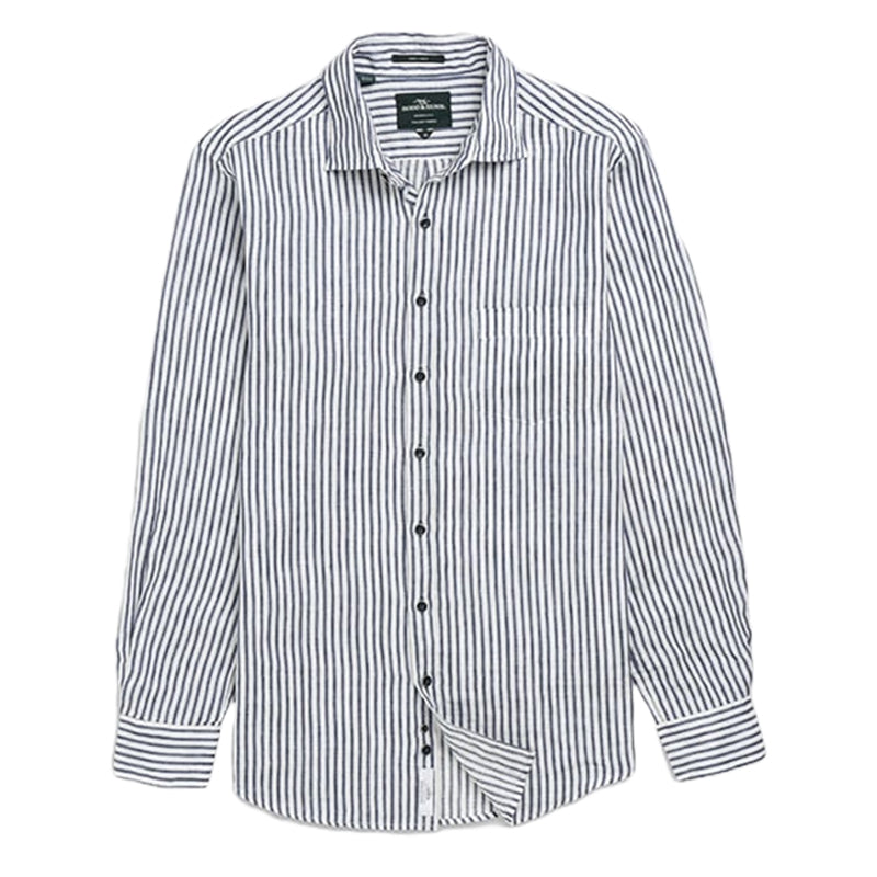 Rodd & Gunn Port Charles L/S Sports Fit Shirt Deep Ocean - The Sporting Lodge