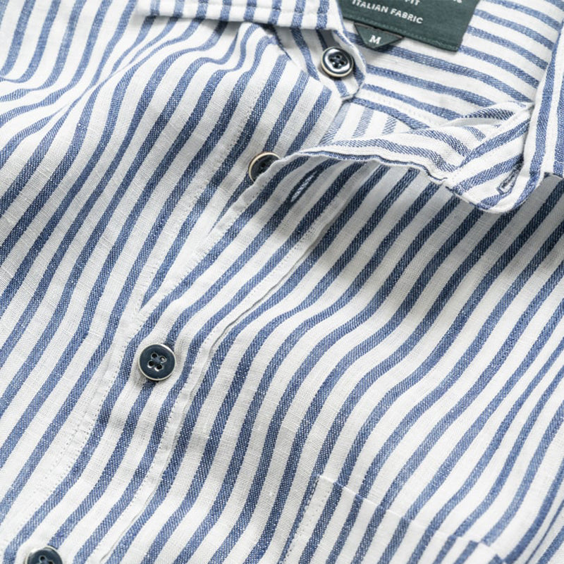 Rodd & Gunn Port Charles L/S Sports Fit Shirt Deep Ocean - The Sporting Lodge