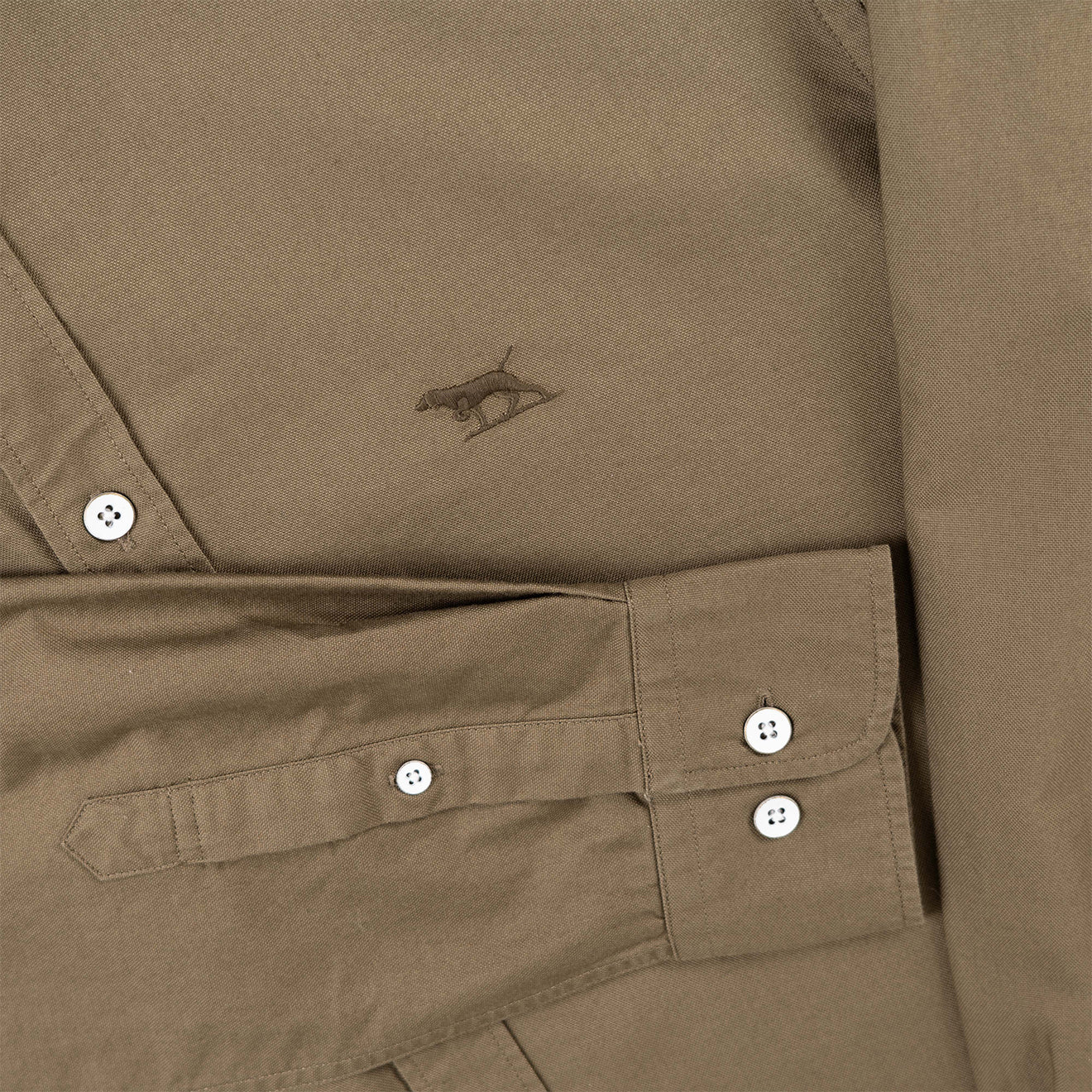 Rodd and Gunn Gunn Oxford PD L/S Shirt Olive - The Sporting Lodge