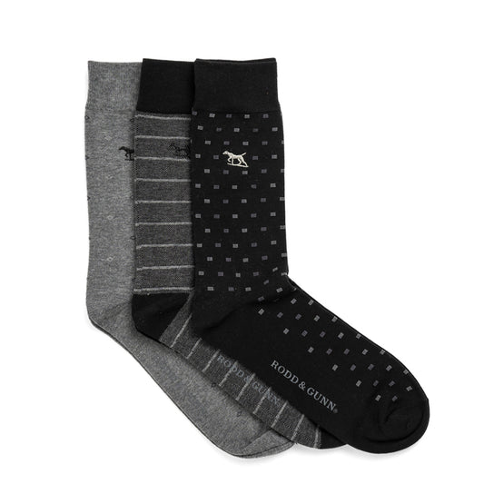 Rodd and Gunn Seacliff Multi Sock 3 Pack Nero Multi - The Sporting Lodge