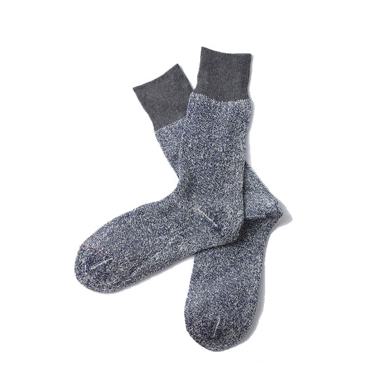 Rototo Double Face Crew Socks Silk / Cotton Dark Gray / Navy - The Sporting Lodge