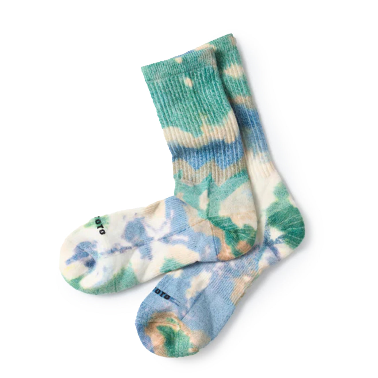 Rototo Allrounder Merino Crew Tie Dye Socks Green / Blue - The Sporting Lodge
