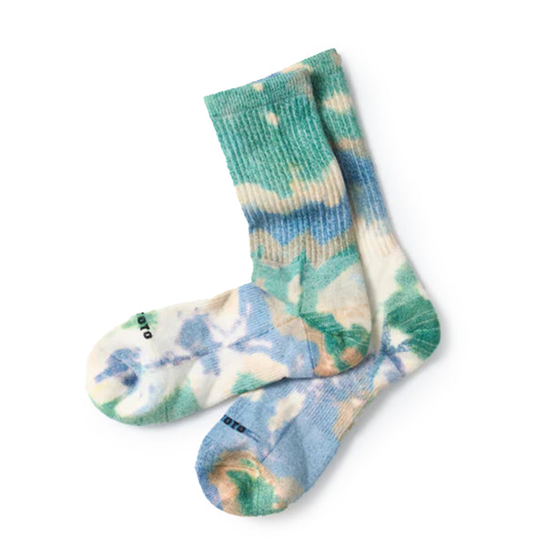Rototo Allrounder Merino Crew Tie Dye Socks Green Blue