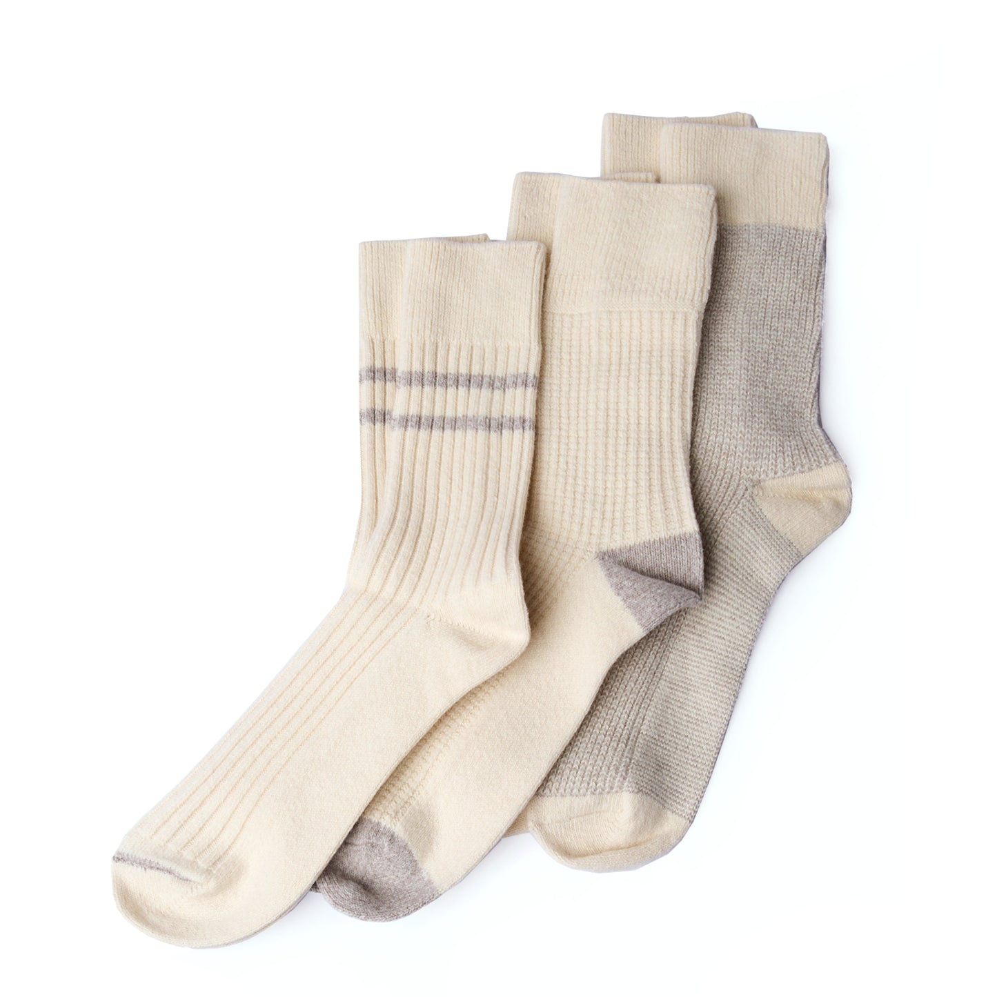 Rototo Recycle Cotton / Wool Daily 3 Pack Socks Off White / Gray - The Sporting Lodge