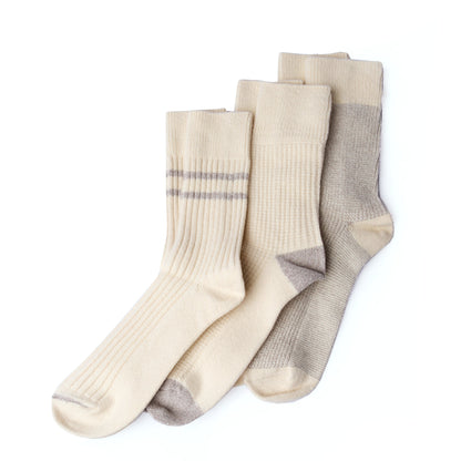 Rototo Recycle Cotton / Wool Daily 3 Pack Socks Off White / Gray - The Sporting Lodge