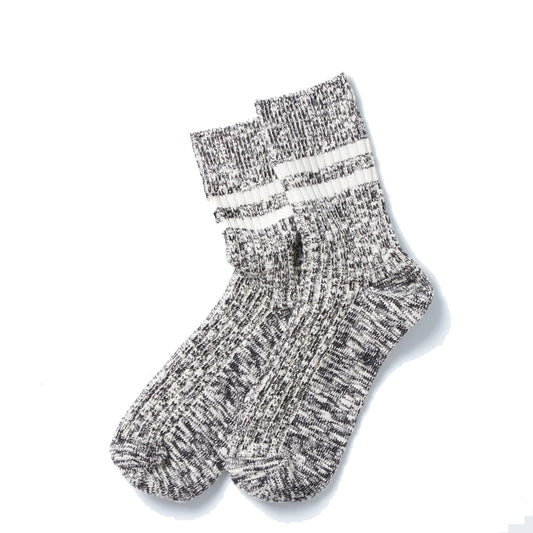 Rototo Two Stripe Slub Sock Black - The Sporting Lodge