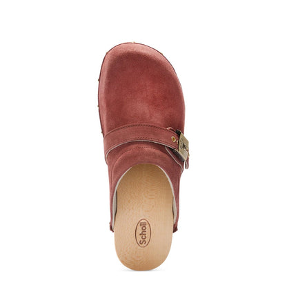 Scholl Pescura Clog 50 Wood Sandals Brick Red - The Sporting Lodge