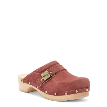 Scholl Pescura Clog 50 Wood Sandals Brick Red - The Sporting Lodge