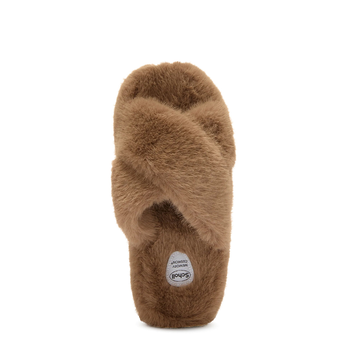 Scholl Womens Fluffy Cross Slippers Taupe