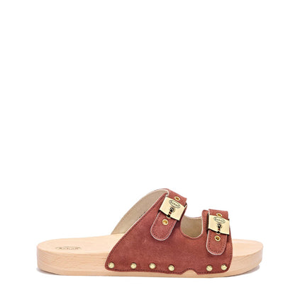 Scholl Womens Pescura Flat Flex 2 Straps Wood Sandals Brick Red - The Sporting Lodge
