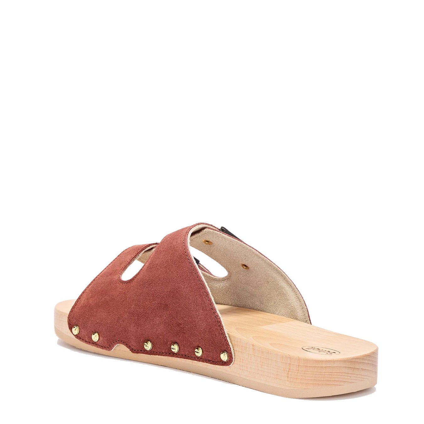 Scholl Womens Pescura Flat Flex 2 Straps Wood Sandals Brick Red - The Sporting Lodge