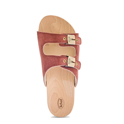 Scholl Womens Pescura Flat Flex 2 Straps Wood Sandals Brick Red - The Sporting Lodge