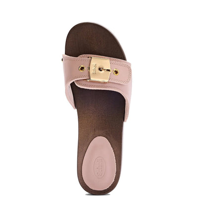 Scholl Womens Pescura Heel Wood Sandals Antique Pink - The Sporting Lodge