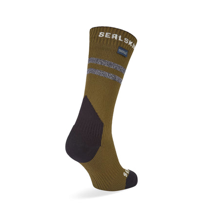 Sealskinz Runton Waterproof Cold Weather Mid Length Sock with Hydrostop Olive