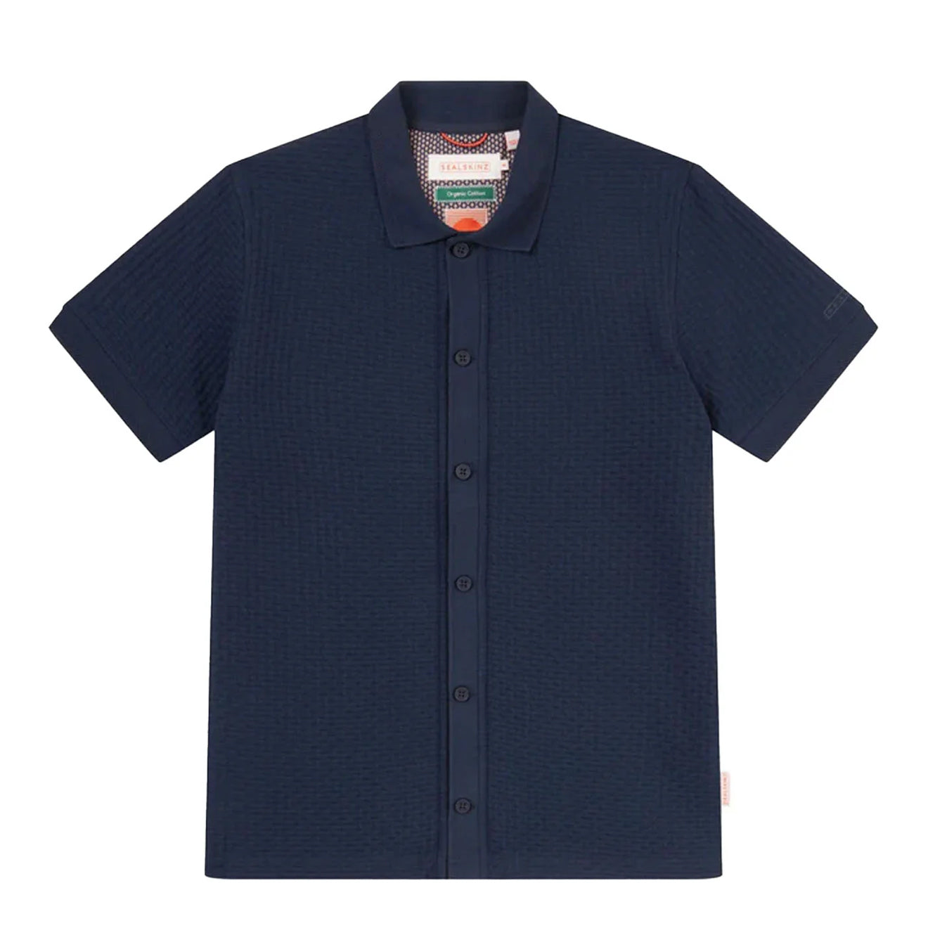 Sealskinz Stokesby SS Button Through Jacquard Polo Shirt Navy