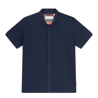 Sealskinz Stokesby SS Button Through Jacquard Polo Shirt Navy