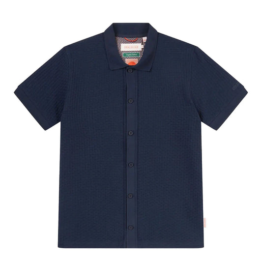 Sealskinz Stokesby SS Button Through Jacquard Polo Shirt Navy