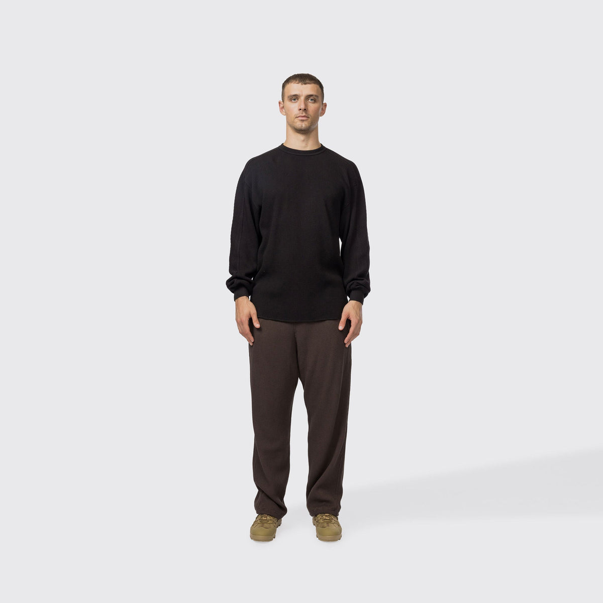 Snow Peak Heavyweight Waffle Pullover Black
