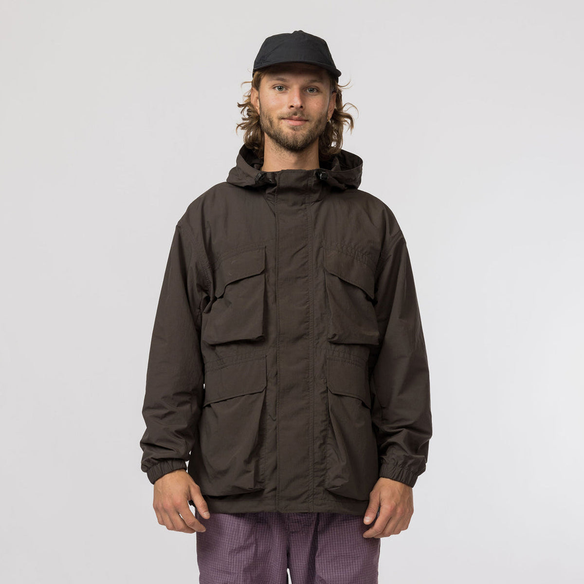 Snow Peak Nylon Double Rip Jacket Dark Brown