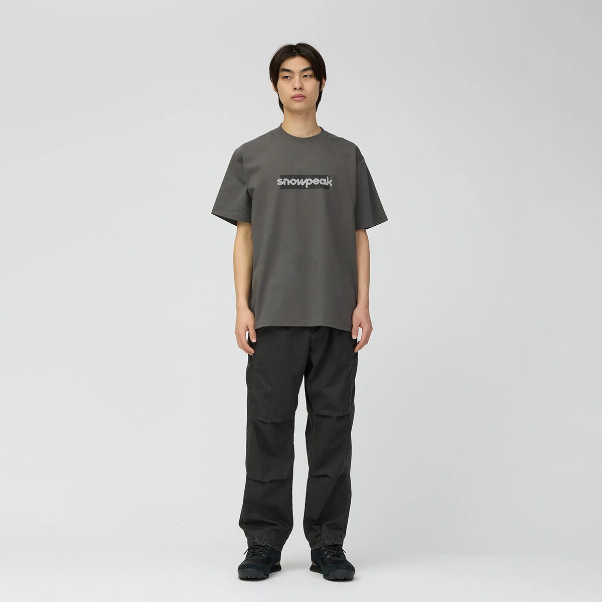 Snow Peak Reflective Typography T-Shirt Charcoal
