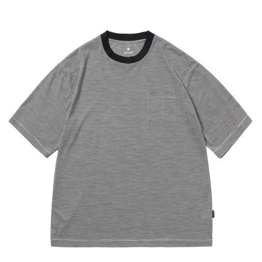 Snow Peak Summer Wool Stripe T-Shirt Black
