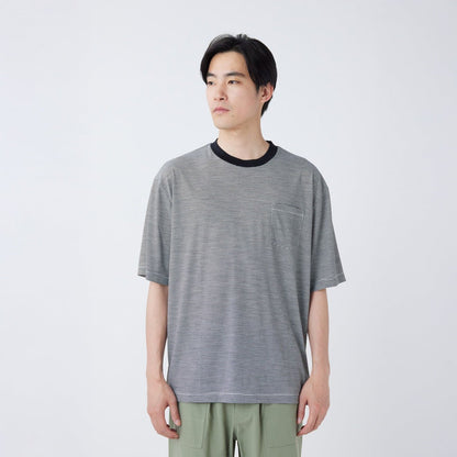 Snow Peak Summer Wool Stripe T-Shirt Black