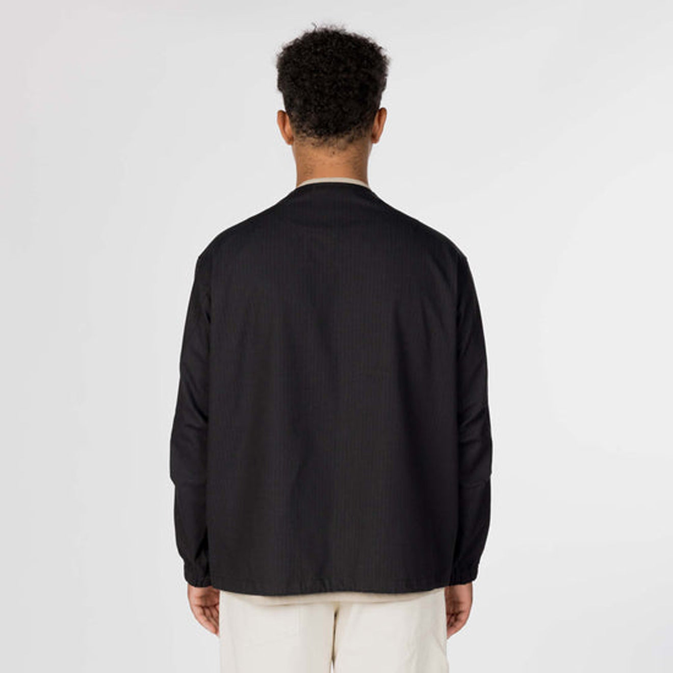 Snow Peak TAKIBI Herringbone Collarless Jacket Black - The Sporting Lodge