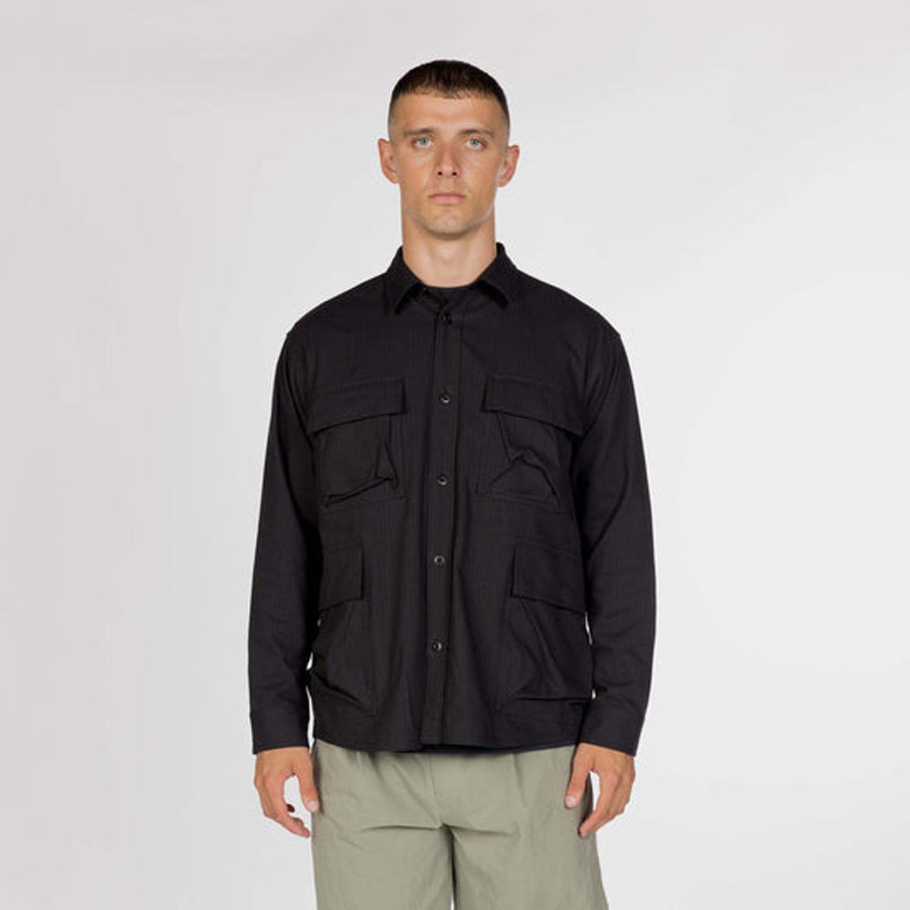Snow Peak TAKIBI Herringbone Shirt Jacket Black - The Sporting Lodge