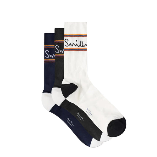 Paul Smith Sock 3 Pack Mainline Sport Black / White / Navy - The Sporting Lodge