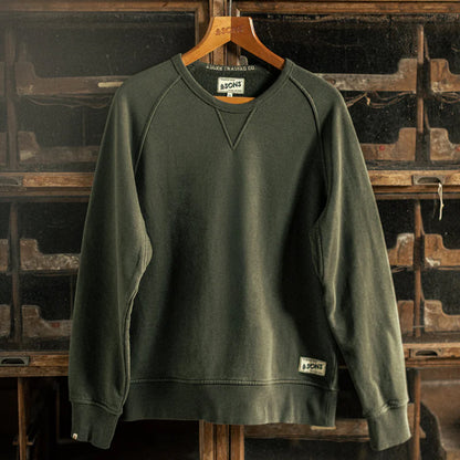 &Sons Finch Saddle Sleeve Sweat Forest Green