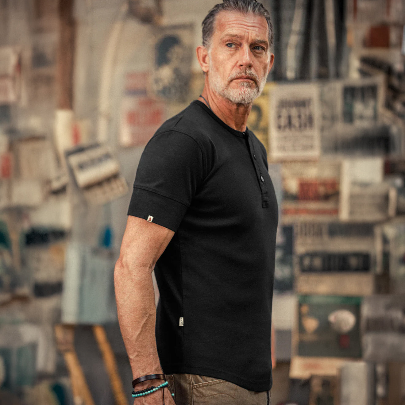 &Sons The New Elder Henley Short Sleeve Shirt Black