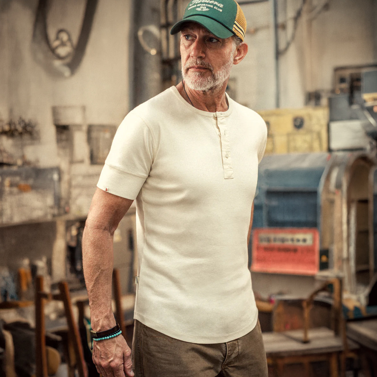 &Sons The New Elder Henley Short Sleeve Shirt Raw