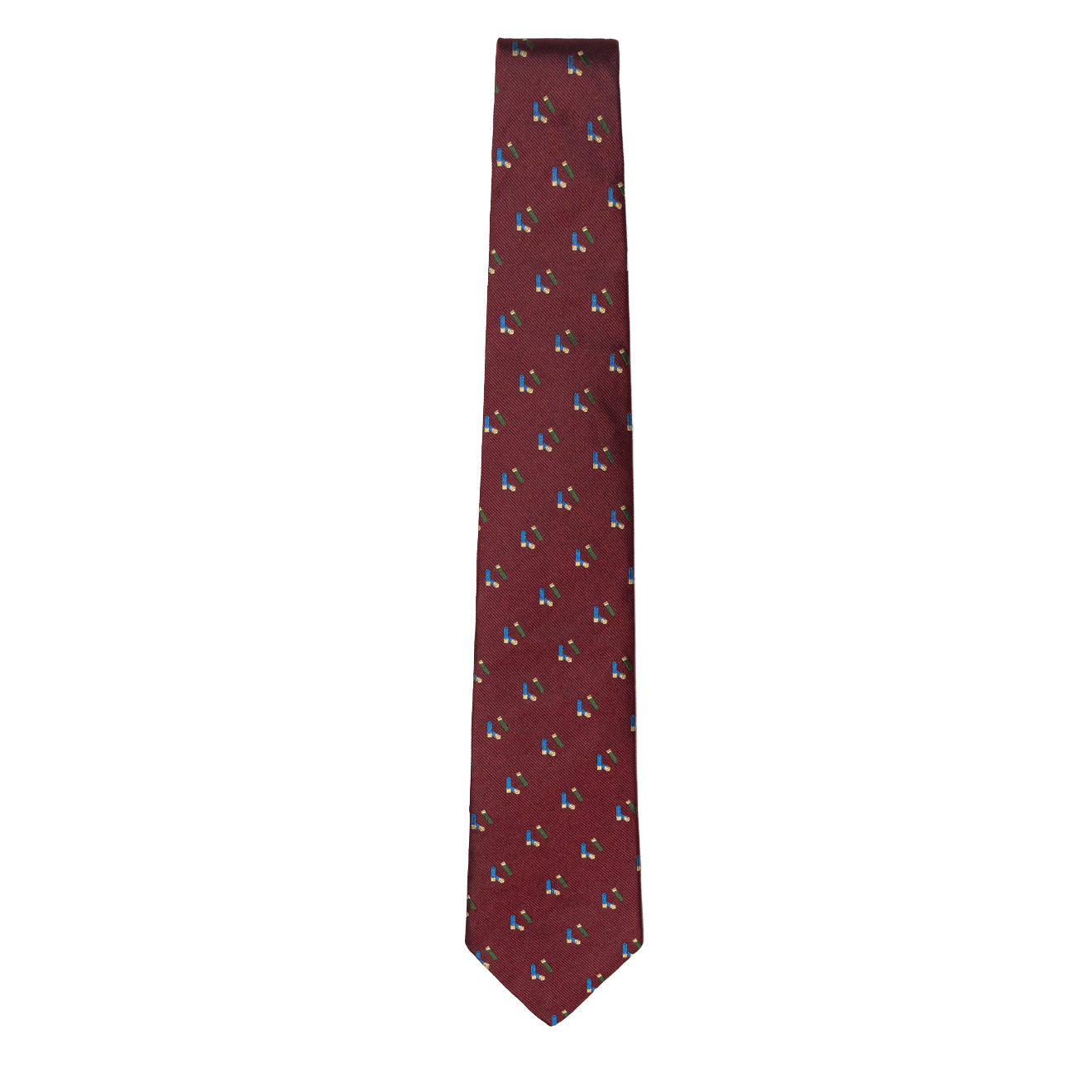 Sporting Lodge Woven Silk Mini Shotgun Cartridges Tie Burgundy - The Sporting Lodge