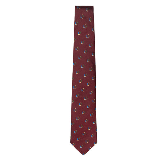 Sporting Lodge Woven Silk Mini Shotgun Cartridges Tie Burgundy - The Sporting Lodge