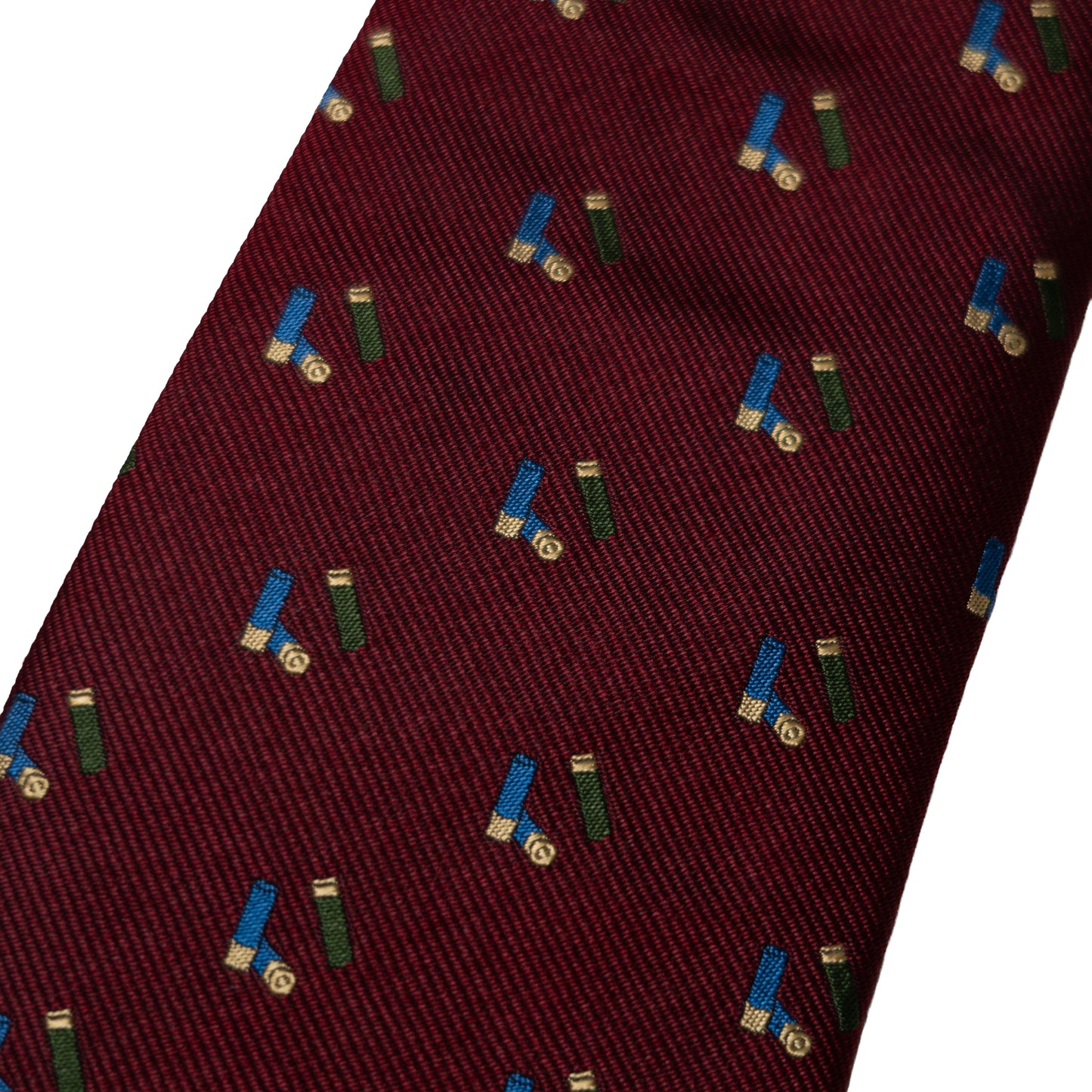 Sporting Lodge Woven Silk Mini Shotgun Cartridges Tie Burgundy - The Sporting Lodge