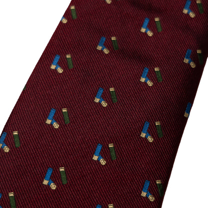 Sporting Lodge Woven Silk Mini Shotgun Cartridges Tie Burgundy - The Sporting Lodge