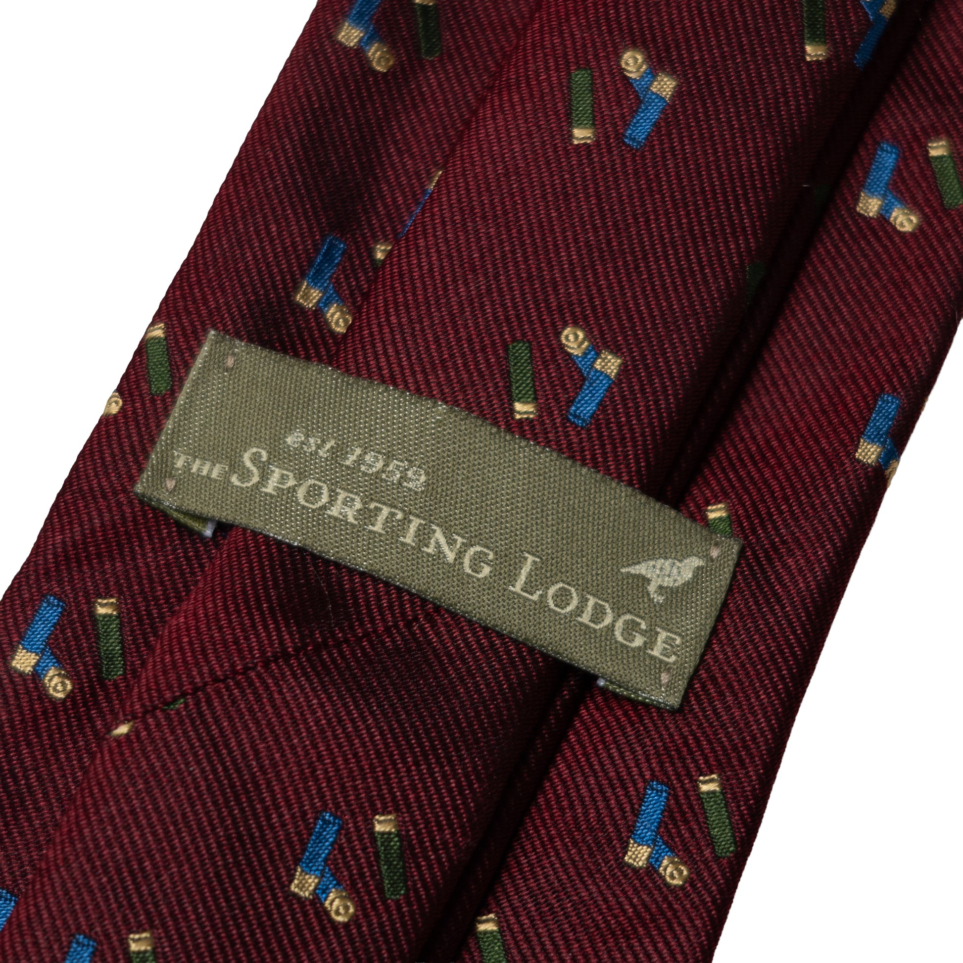 Sporting Lodge Woven Silk Mini Shotgun Cartridges Tie Burgundy - The Sporting Lodge
