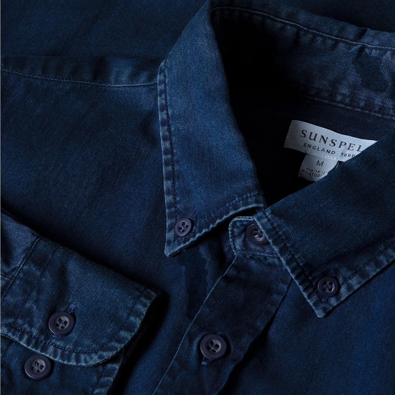 Sunspel Button Down Denim Shirt Indigo - The Sporting Lodge